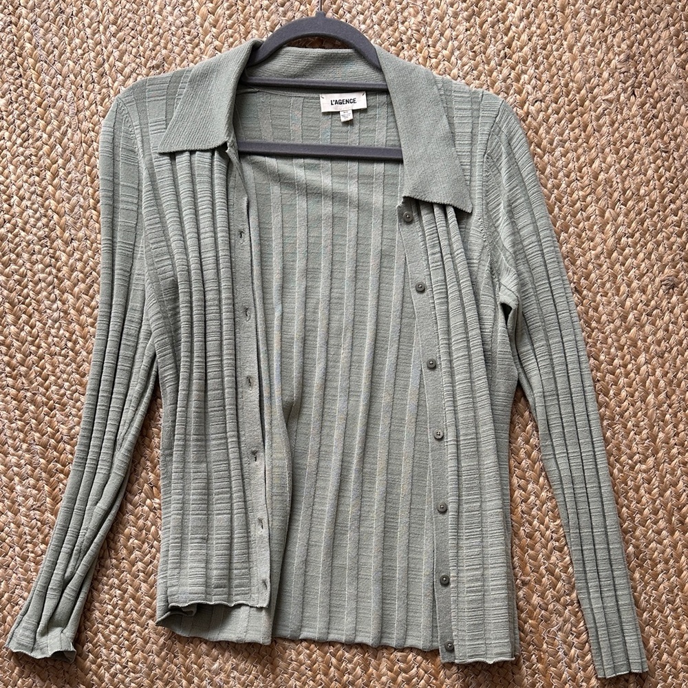 L’agence Green Button-Down Sweater - image 1